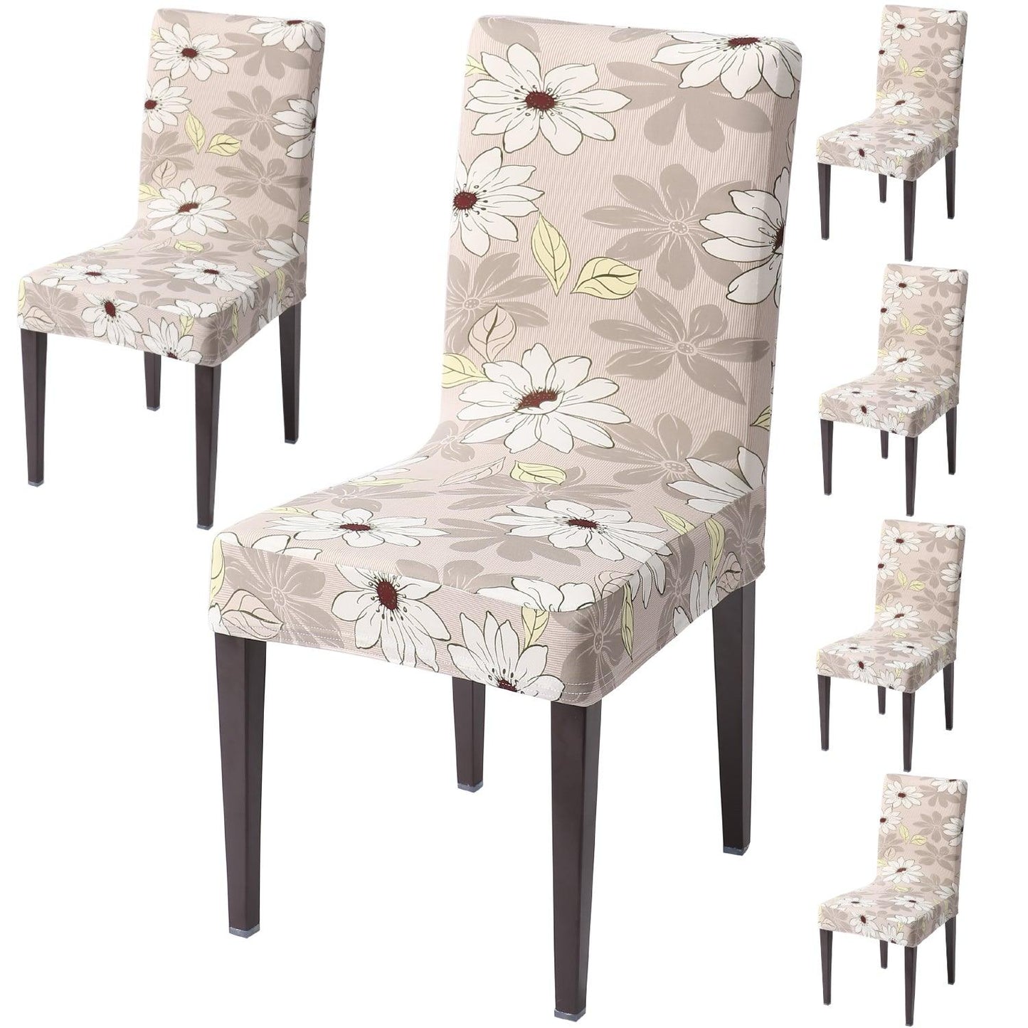 Cream Flowers dining chair covers set of 6
