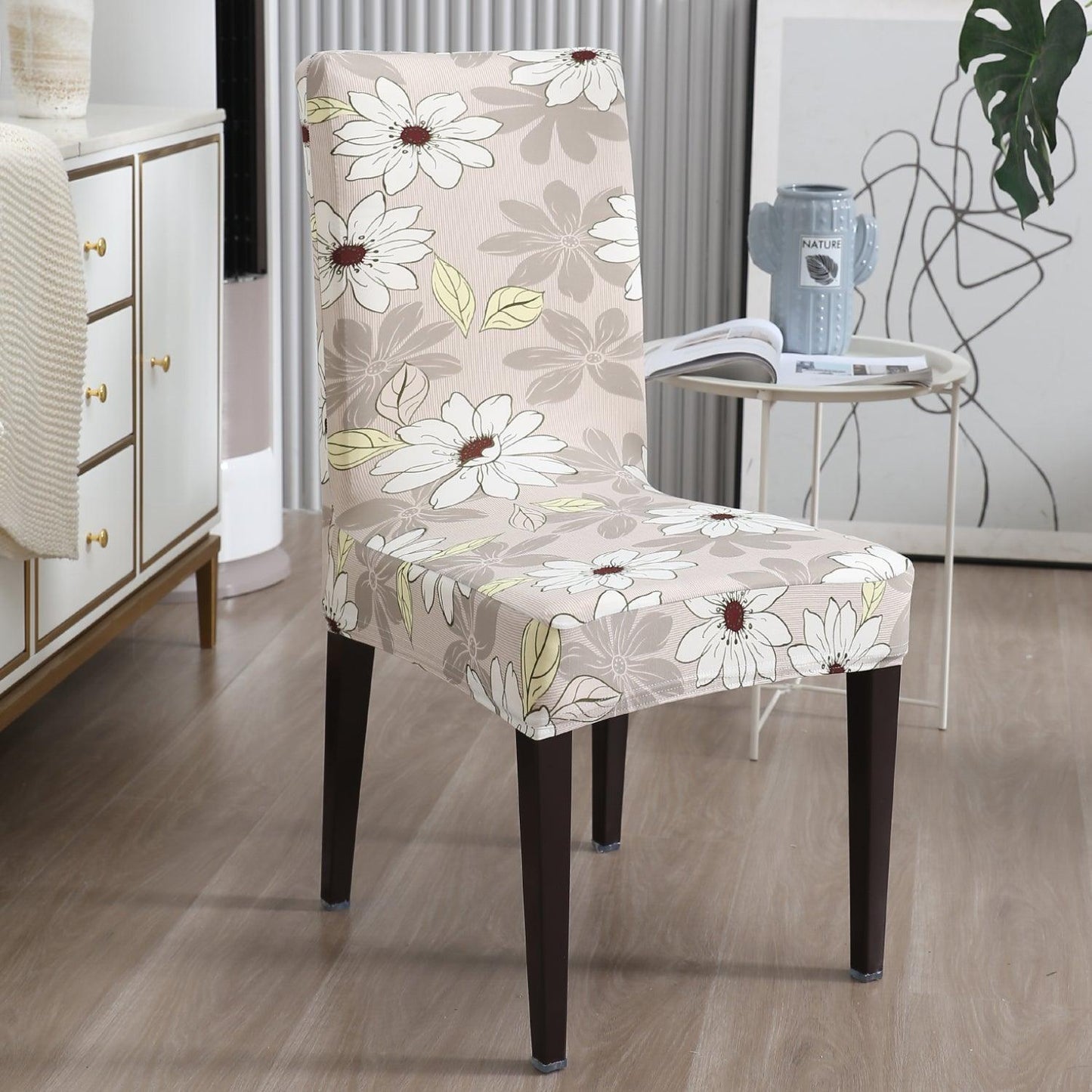 Cream Flowers chair covers Set