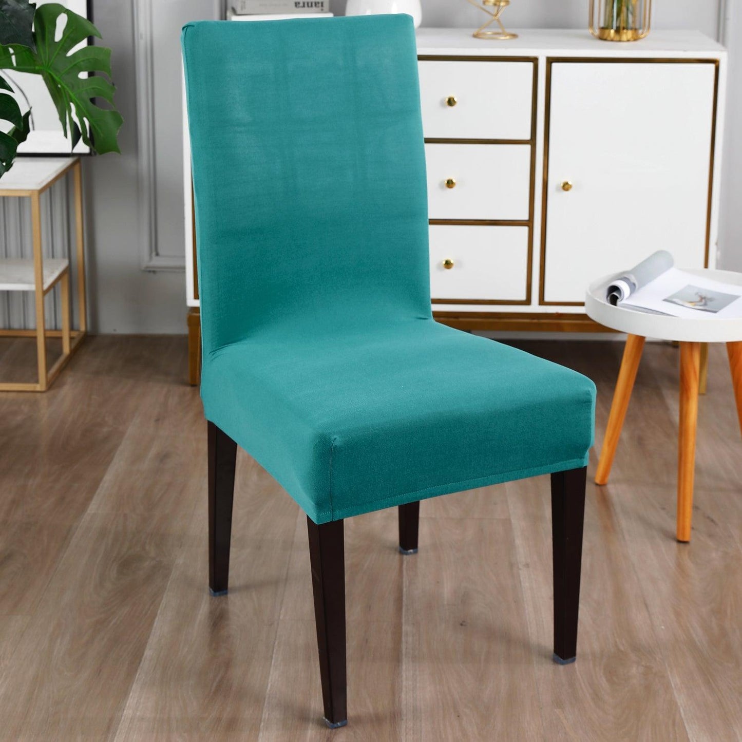 Dark Cyan Print chair covers Set