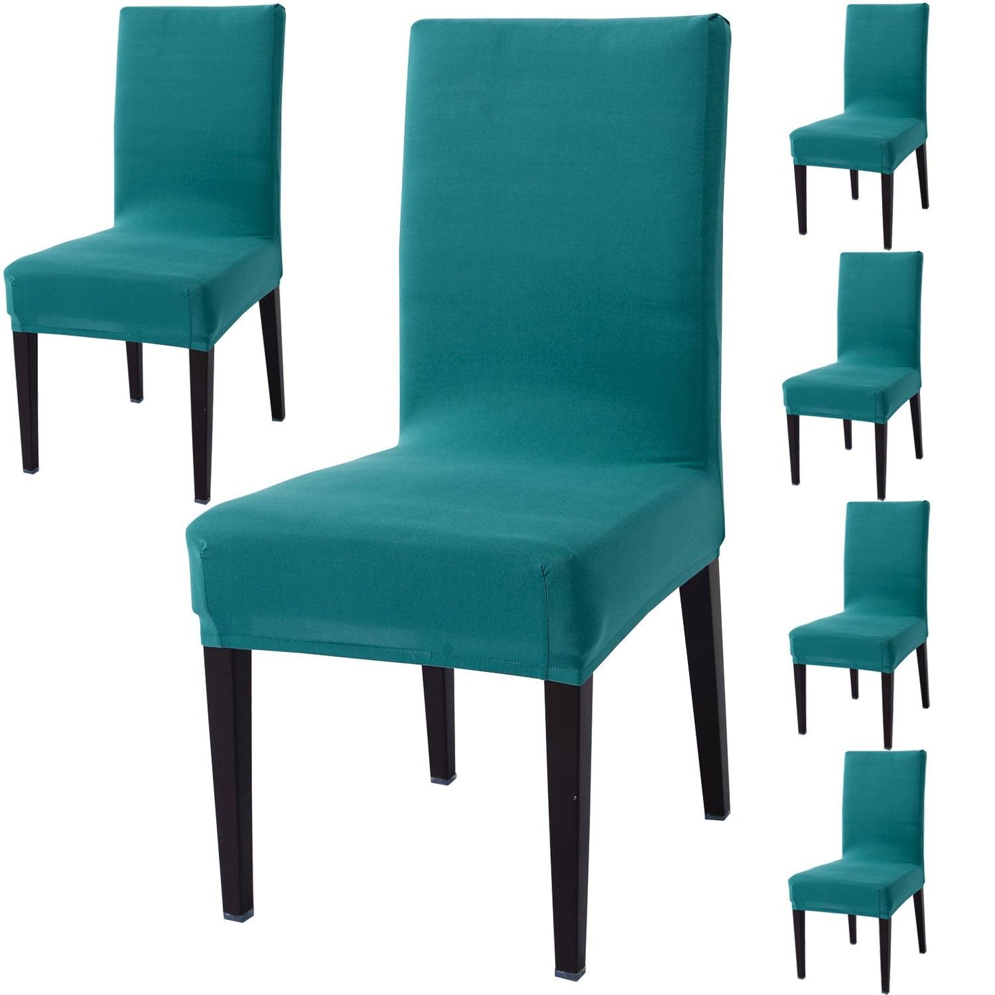 Dark Cyan Print dining chair covers set of 6