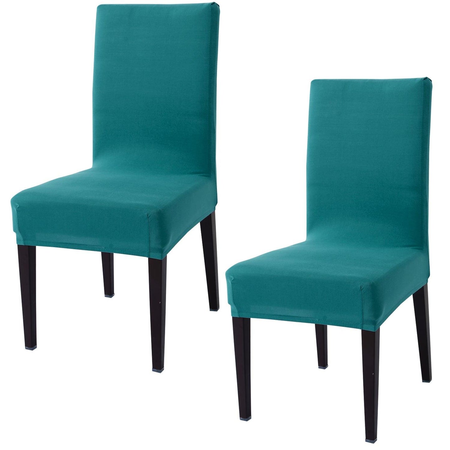 Dark Cyan Print elastic chair covers set of 2