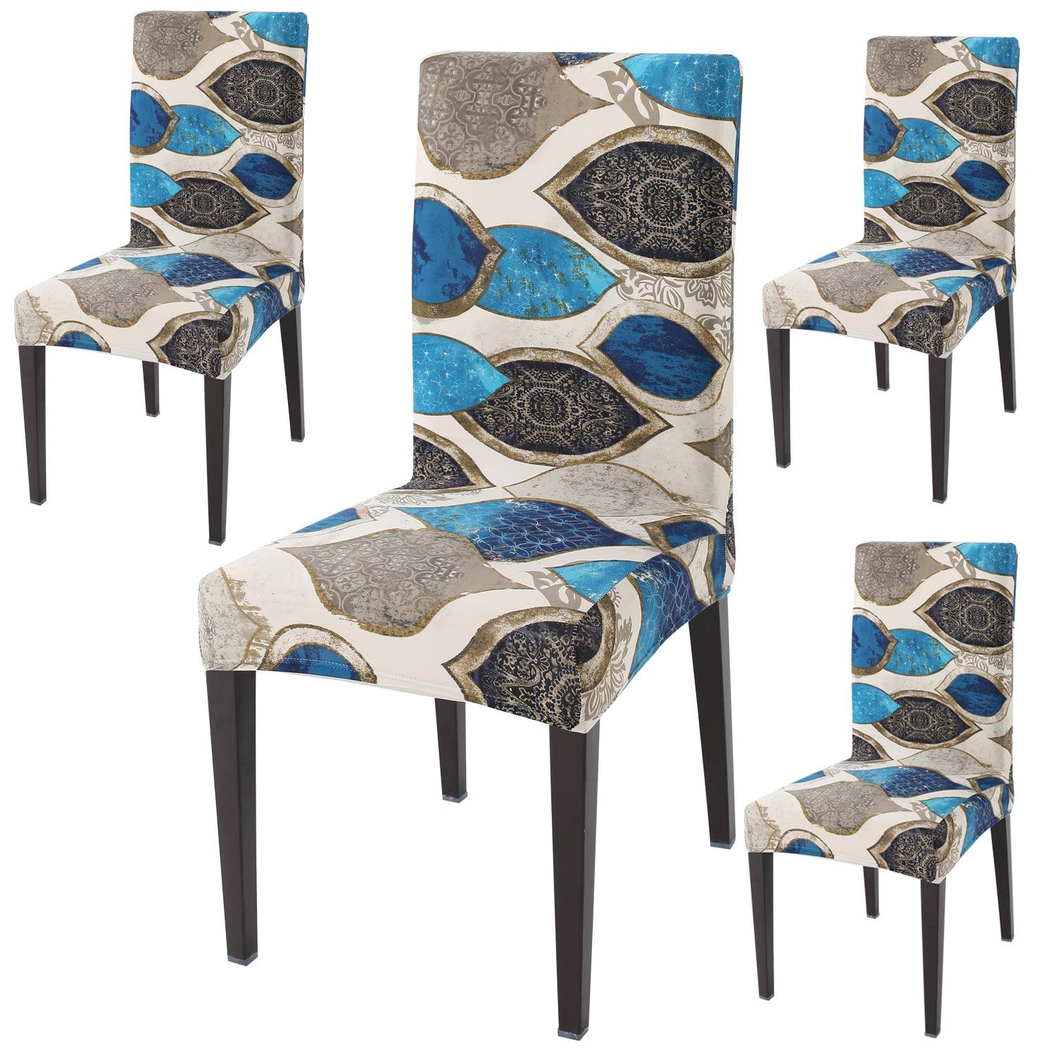 Eqyptian Art print dining chair covers set of 4 | Hokipo