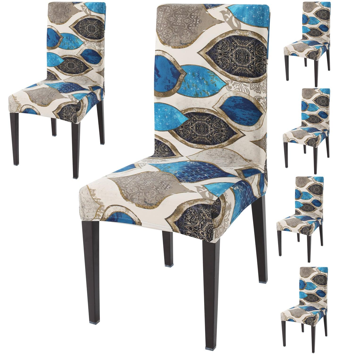 Eqyptian Art print dining chair covers set of 6 | Hokipo
