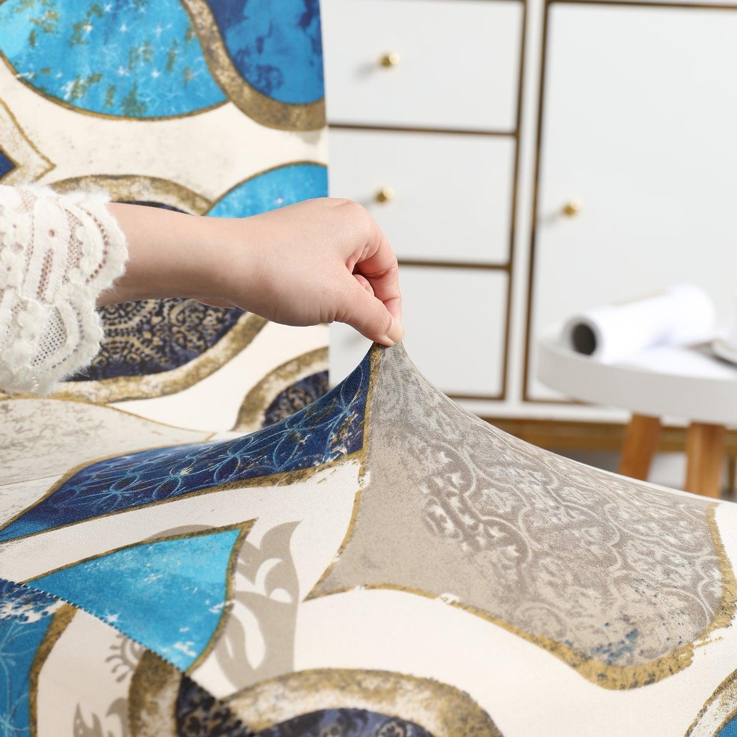 Eqyptian Art print stretchable dining chair covers | Hokipo