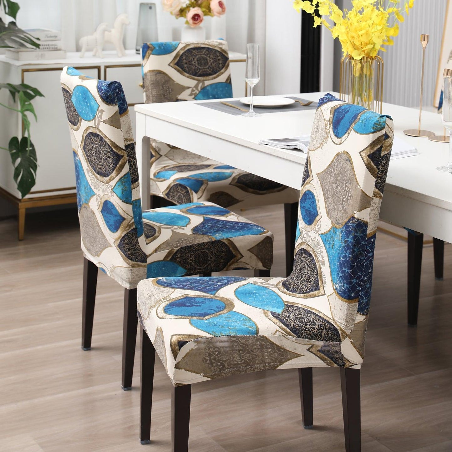 Eqyptian Art print chair covers for dining chairs | Hokipo