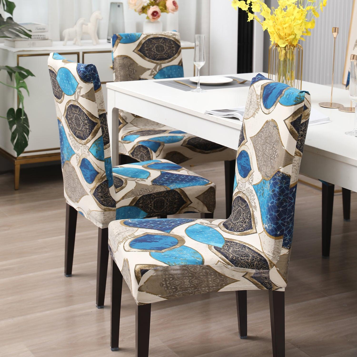 Eqyptian Art print chair covers for dining chairs | Hokipo