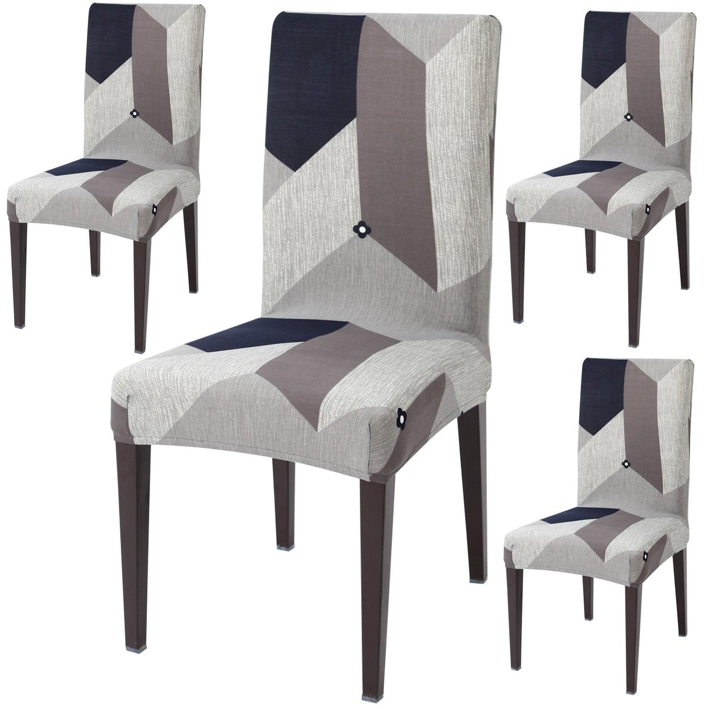 Geometric Grey dining chair covers set of 4