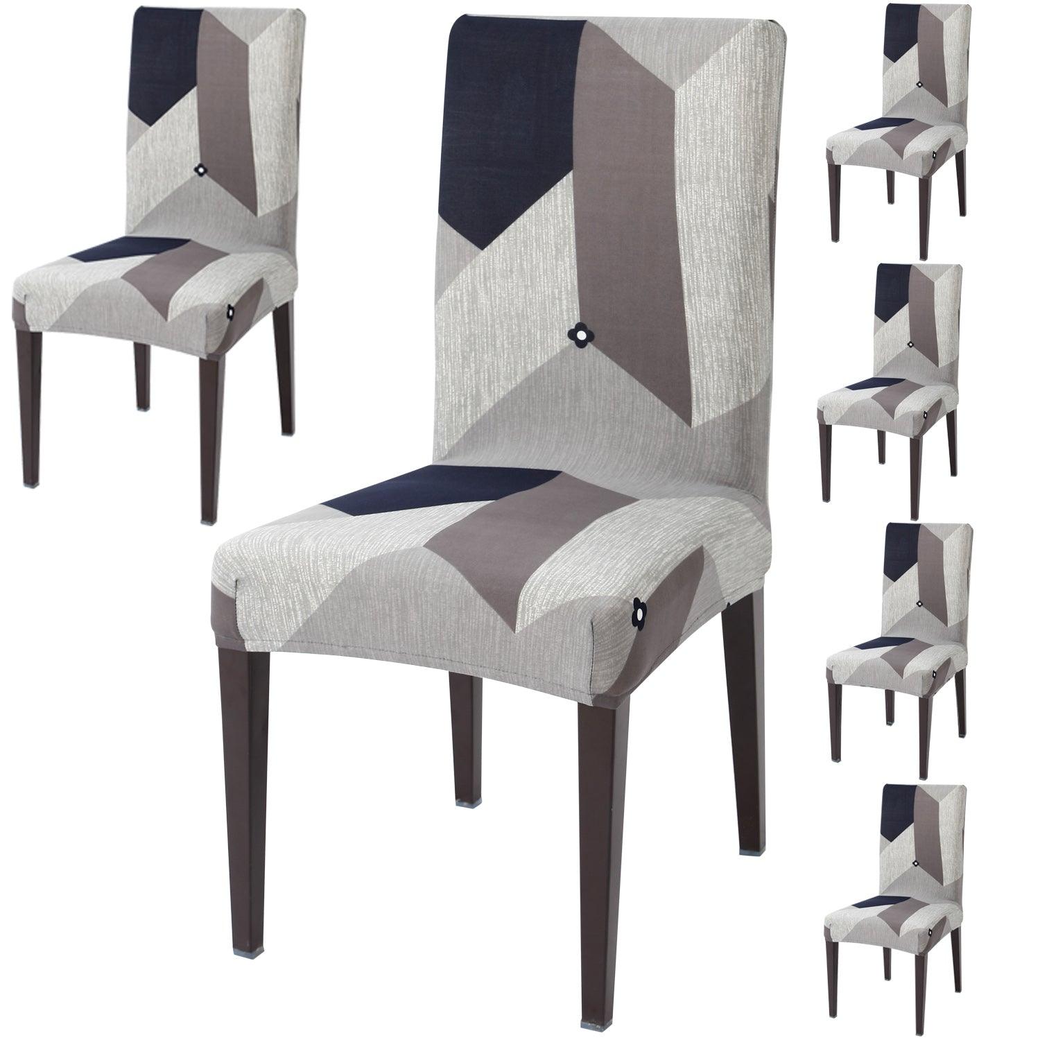 Geometric Grey dining chair covers set of 6