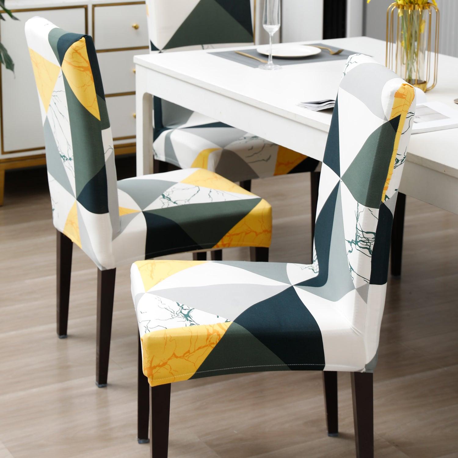 Geometric Multicolor elastic dining chair covers