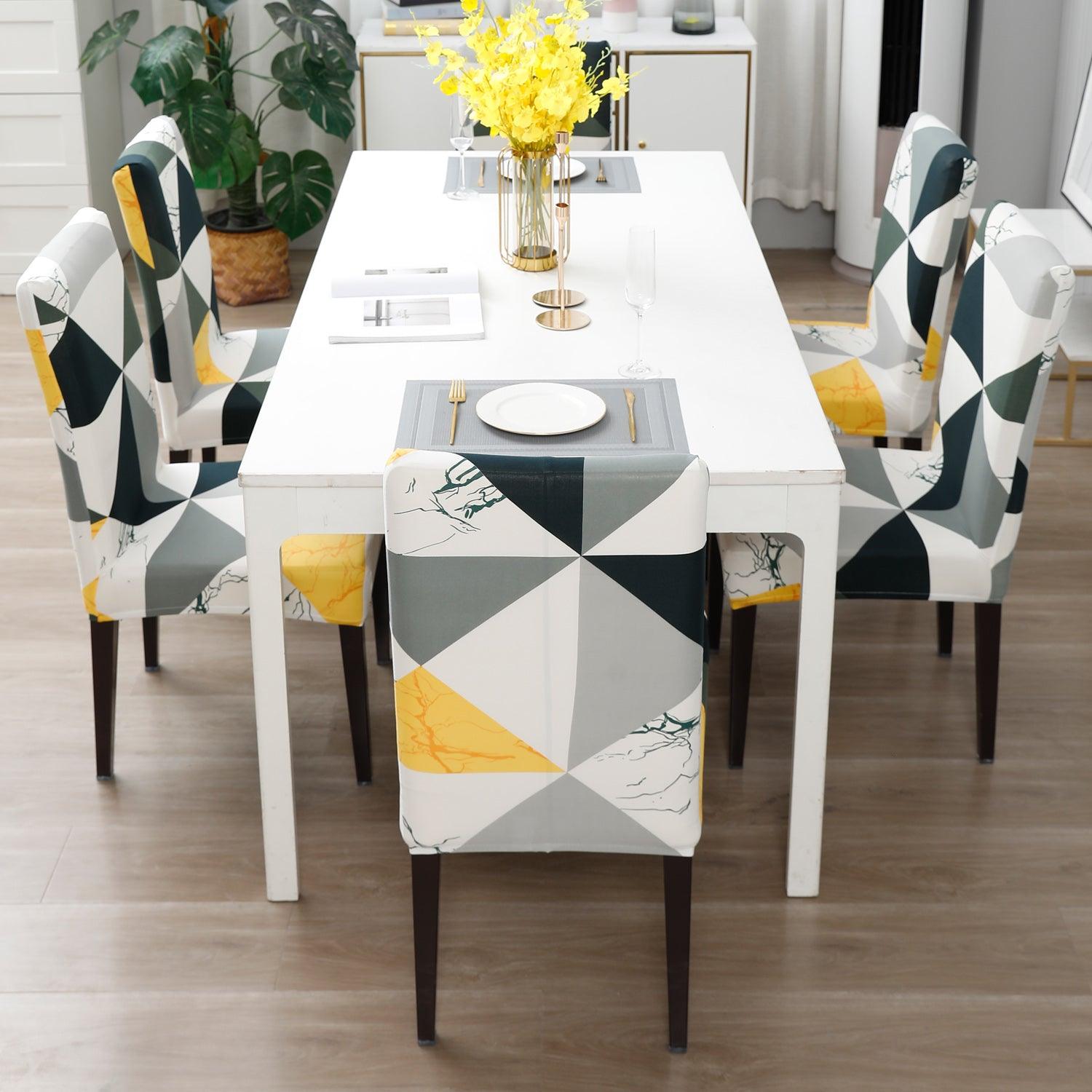 Geometric Multicolor dining table chair covers