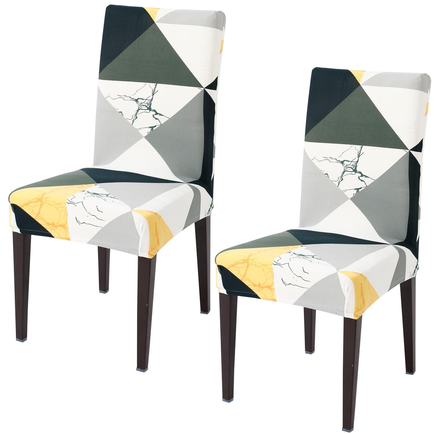Geometric Multicolor elastic chair covers set of 2