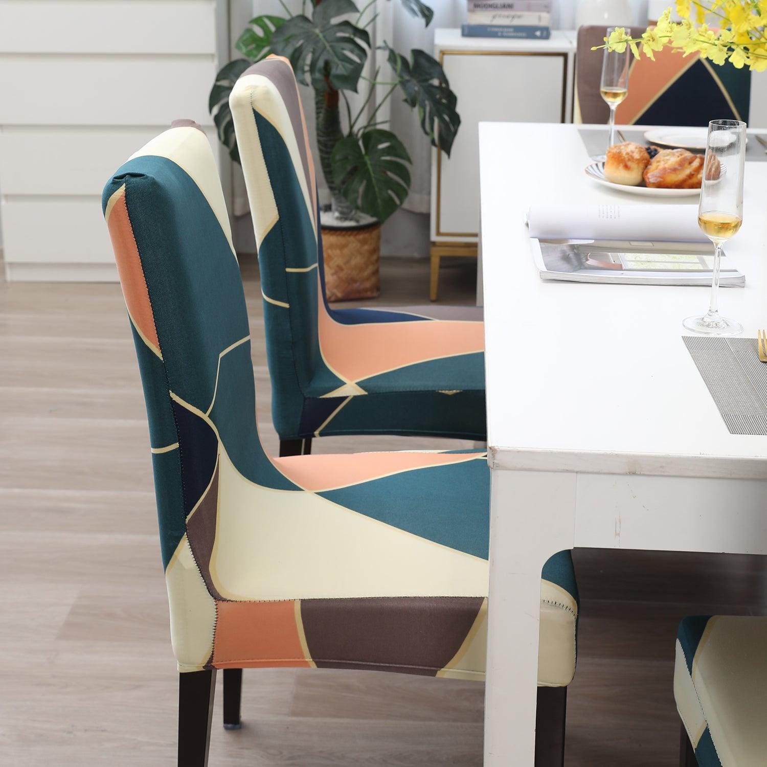 Green Peach Abstarct Print polyester chair covers