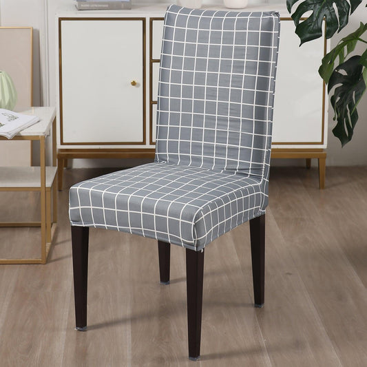 Grey Checks Print chair covers Set