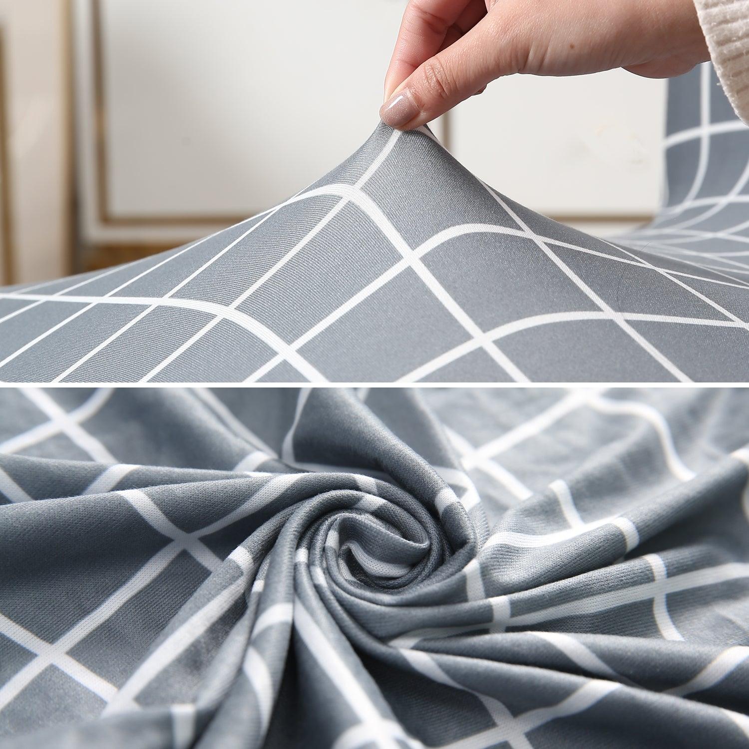 Features of Grey Checks Colour elastic chair cover sets