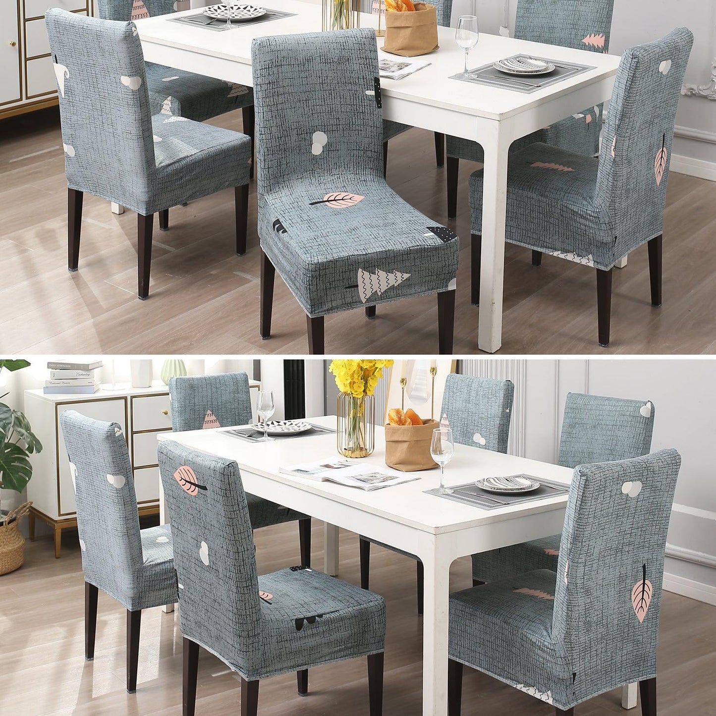 Grey Chirstmas Tree Print dining chair covers Set