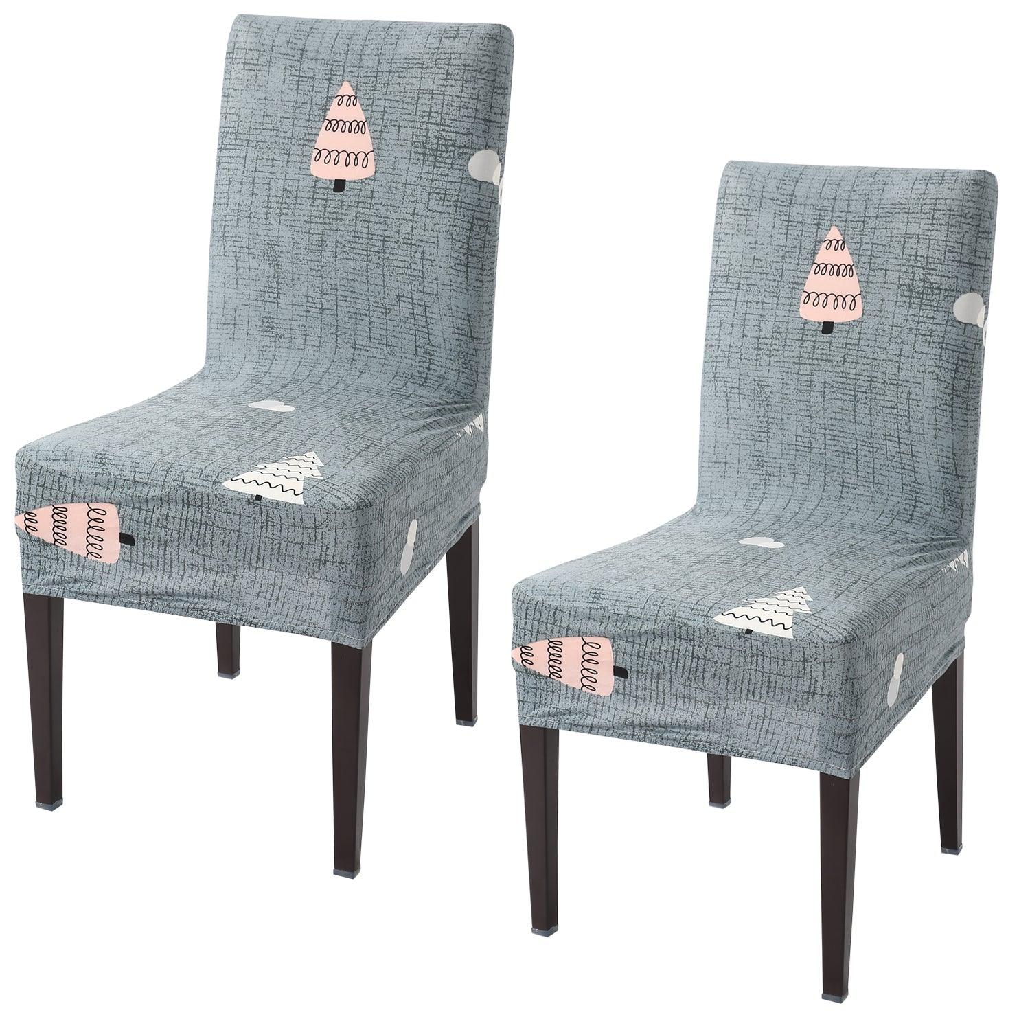 Grey Chirstmas Tree Print elastic chair covers set of 2