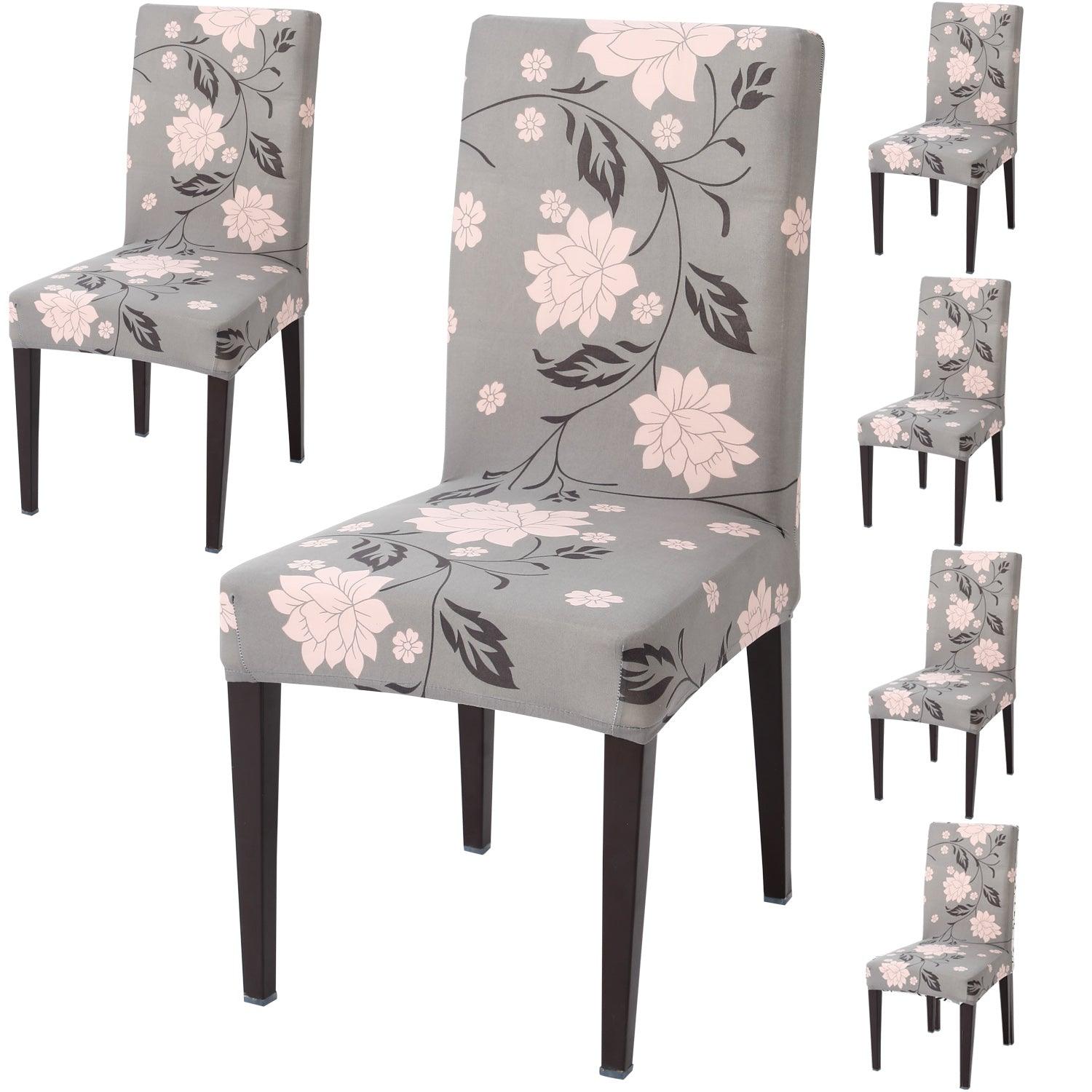 Grey Dahlia dining chair covers set of 6