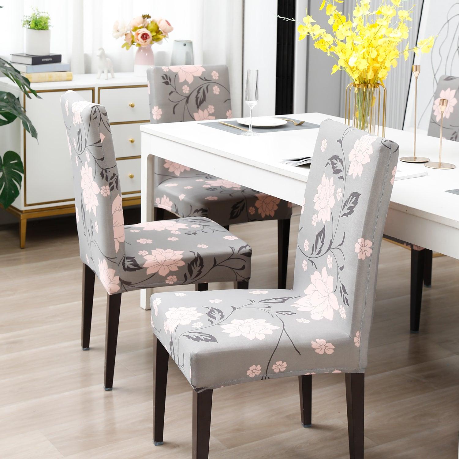 Grey Dahlia Fully fitted dining chair cover set