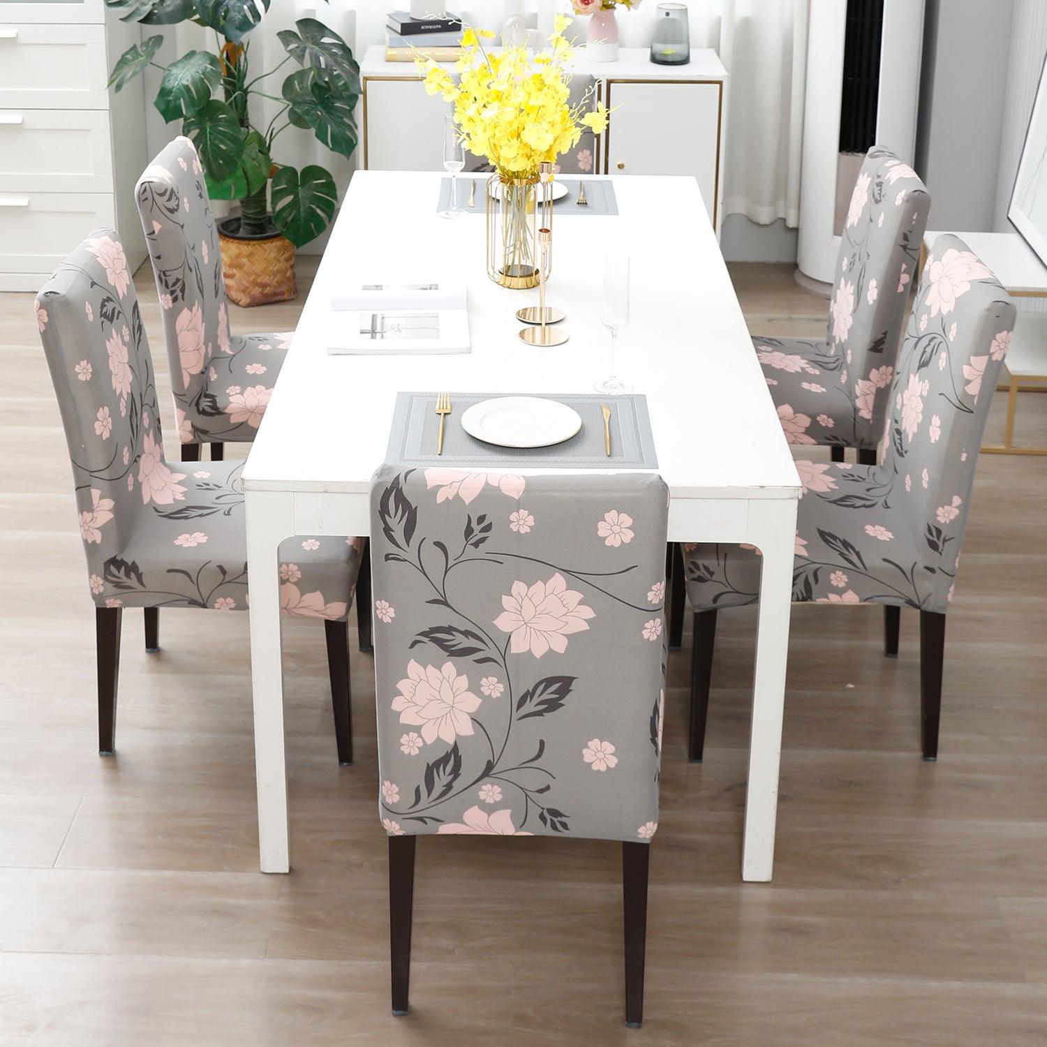 Grey Dahlia dining chair covers Set