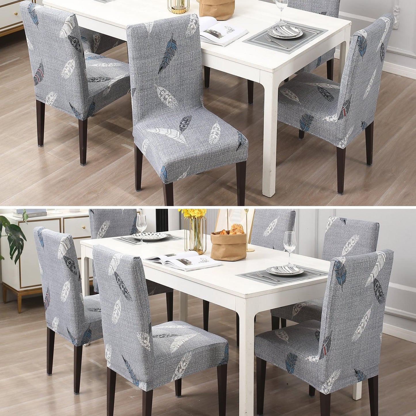 Grey Feather Print stylish chair cover