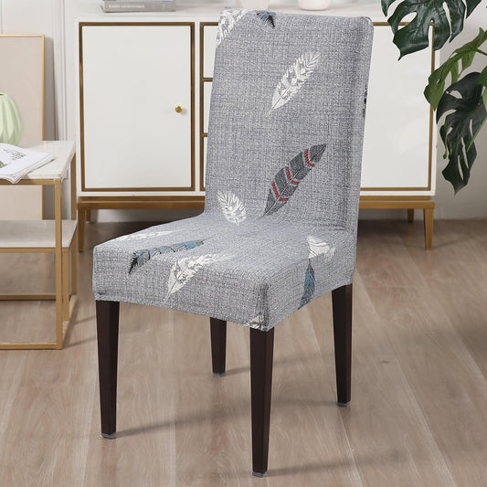 Grey Feather Print chair covers Set