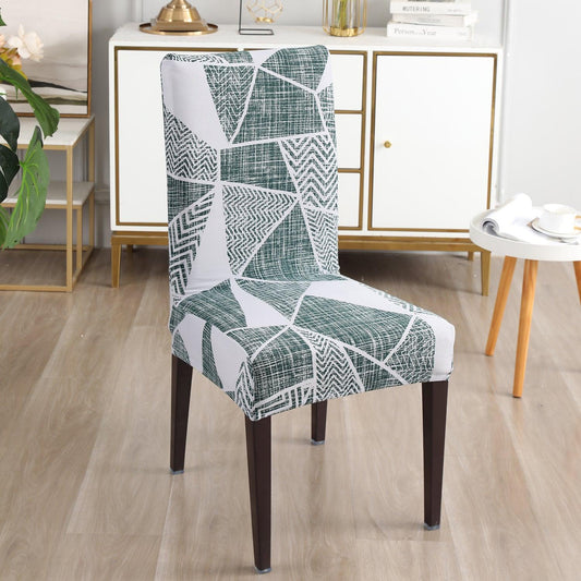 Grey Geometric Abstract Print chair covers Set