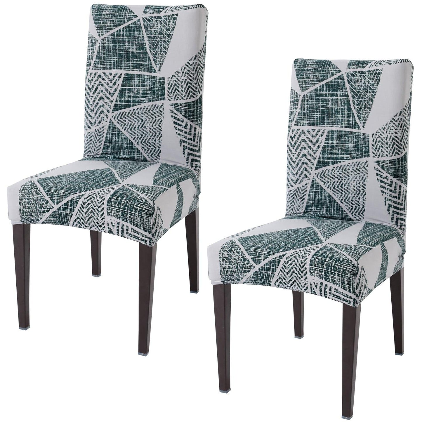 Grey Geometric Abstract Print elastic chair covers set of 2