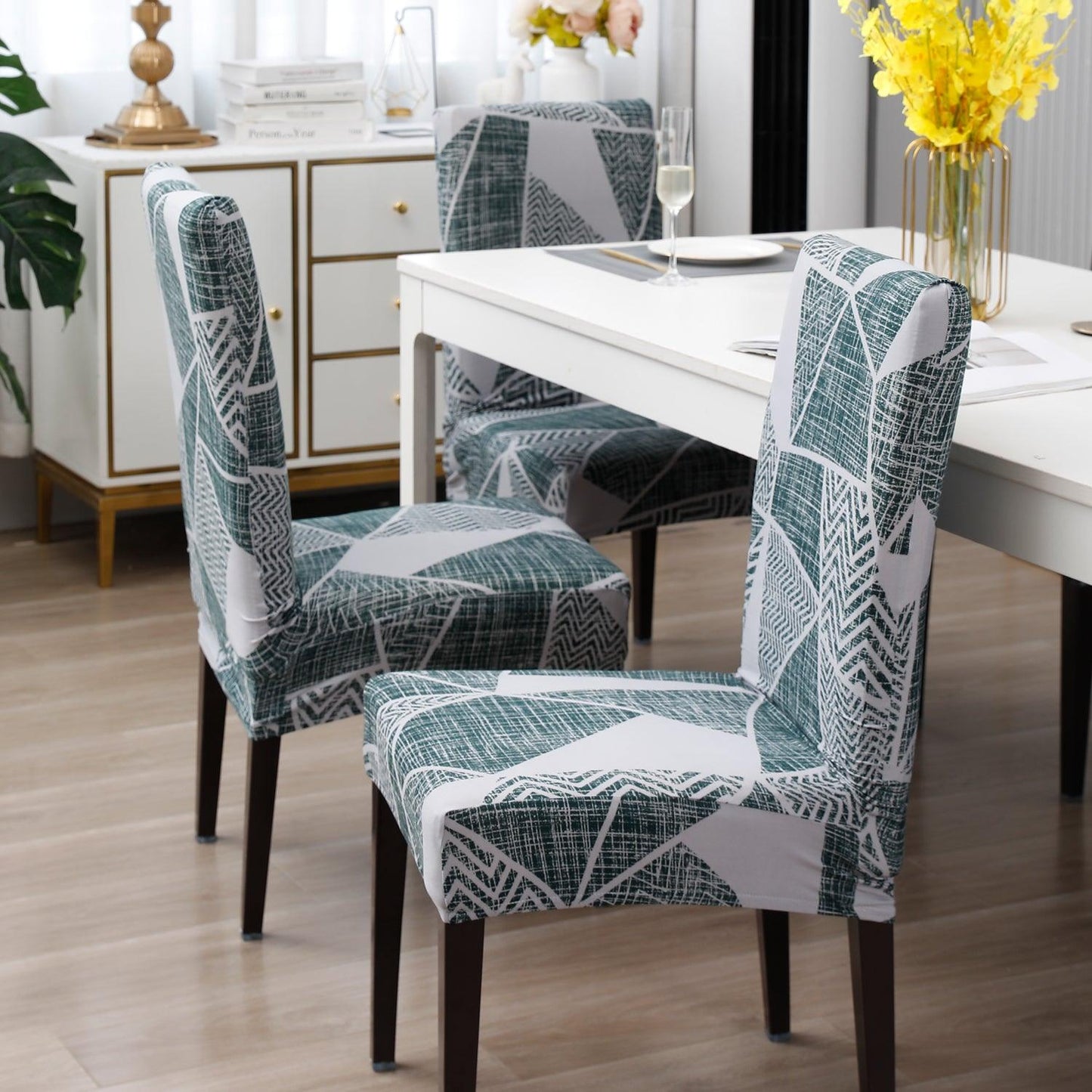 Grey Geometric Abstract Print stylish chair cover