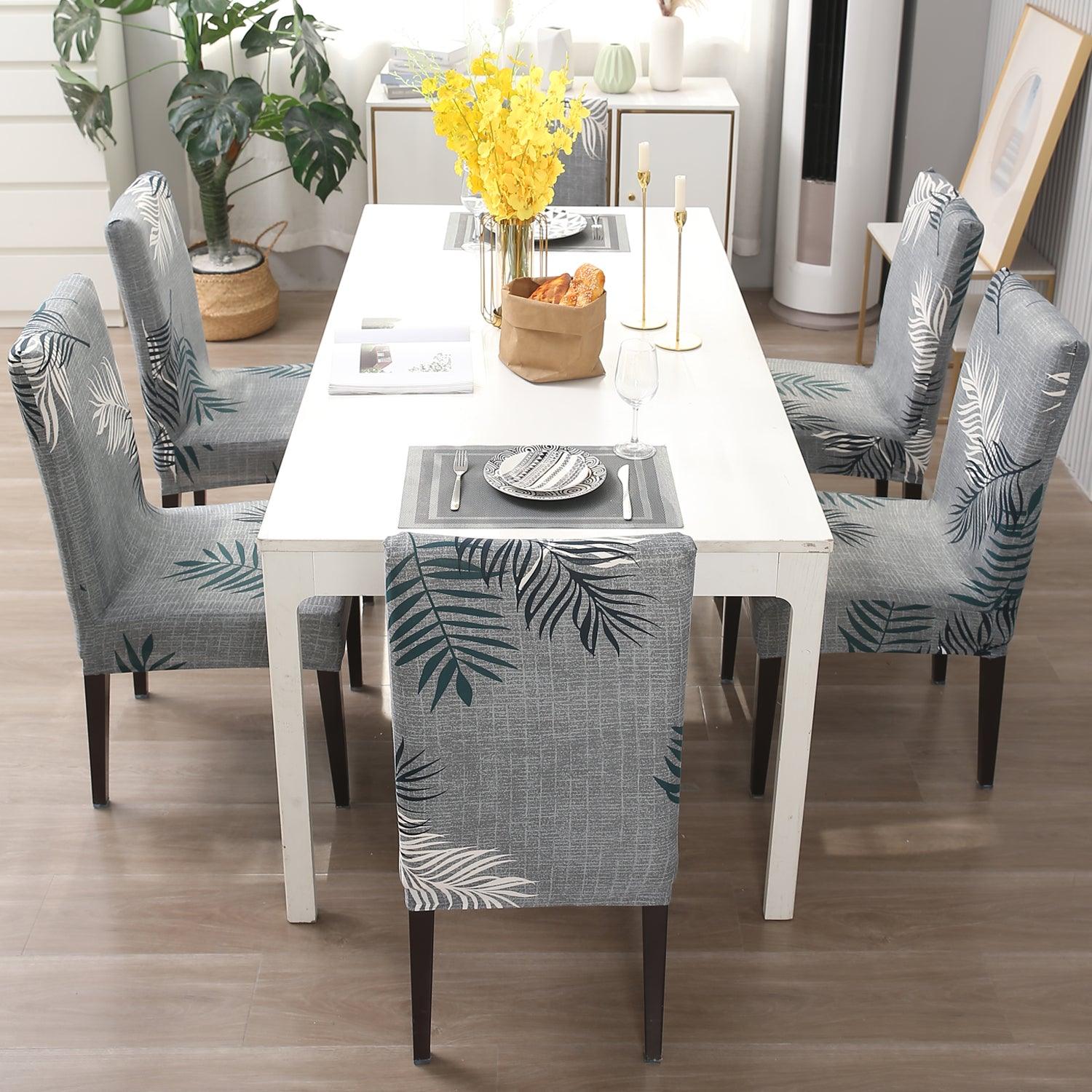 Grey Leaves Print stylish chair cover