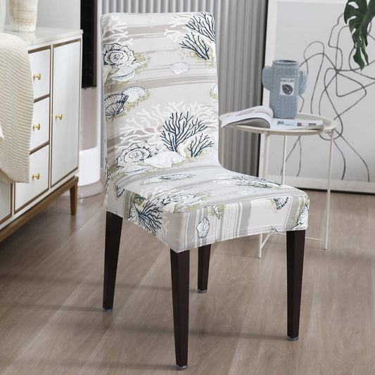 Grey Sea Shells Print chair covers Set
