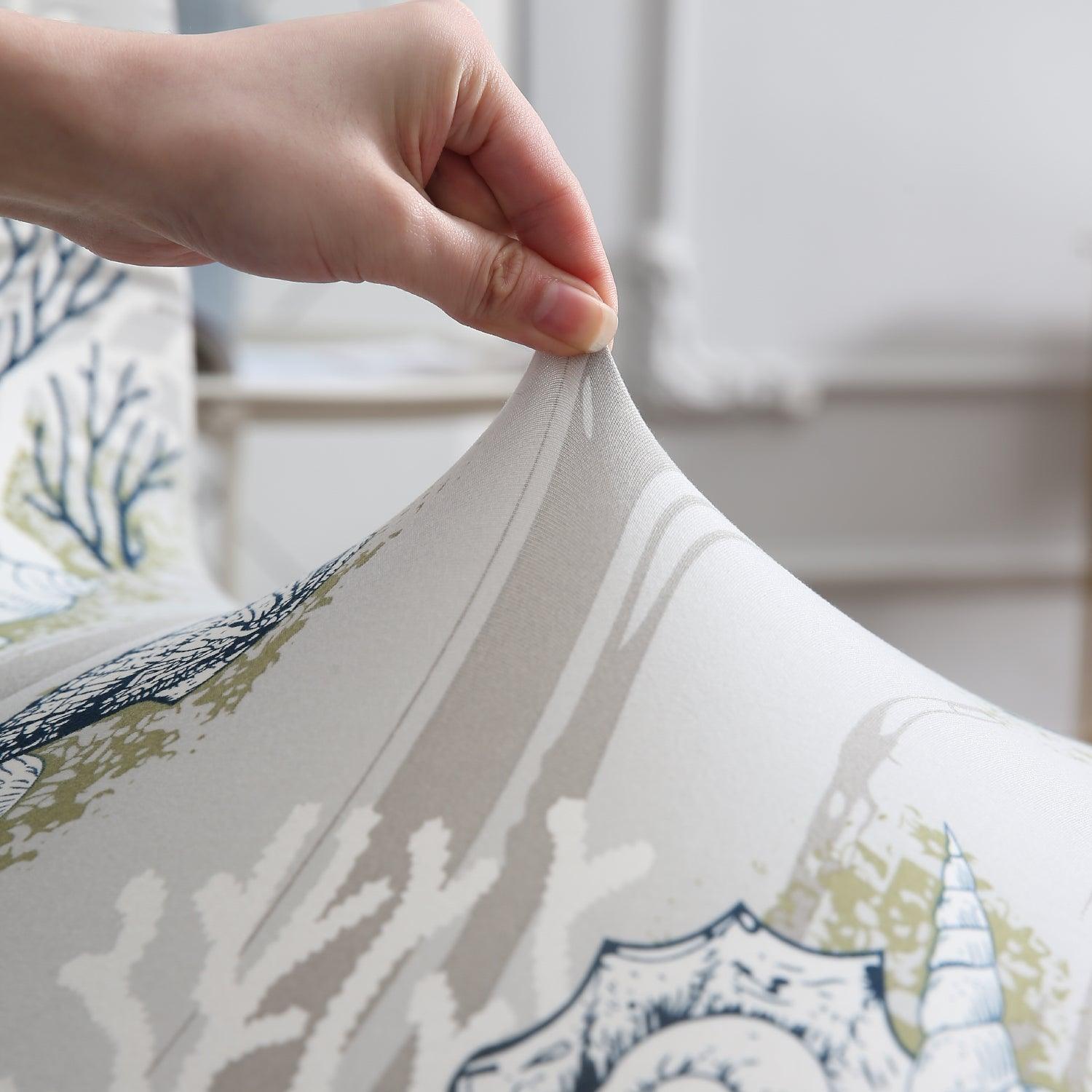 Grey Sea Shells Print stretchable dining chair covers