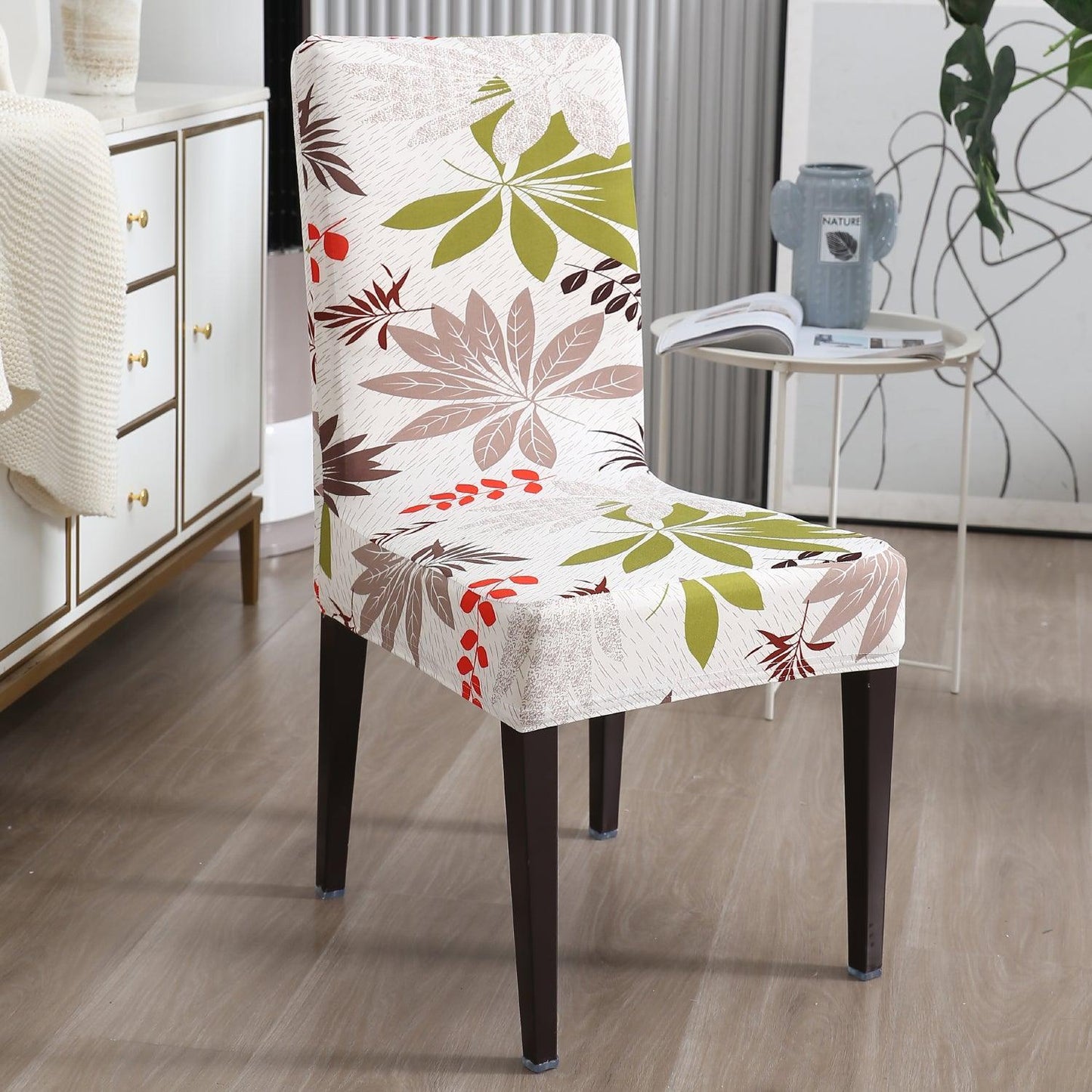 Ivory Colorful Leaves chair covers Set