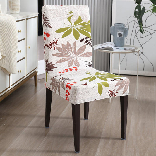 Ivory Colorful Leaves chair covers Set