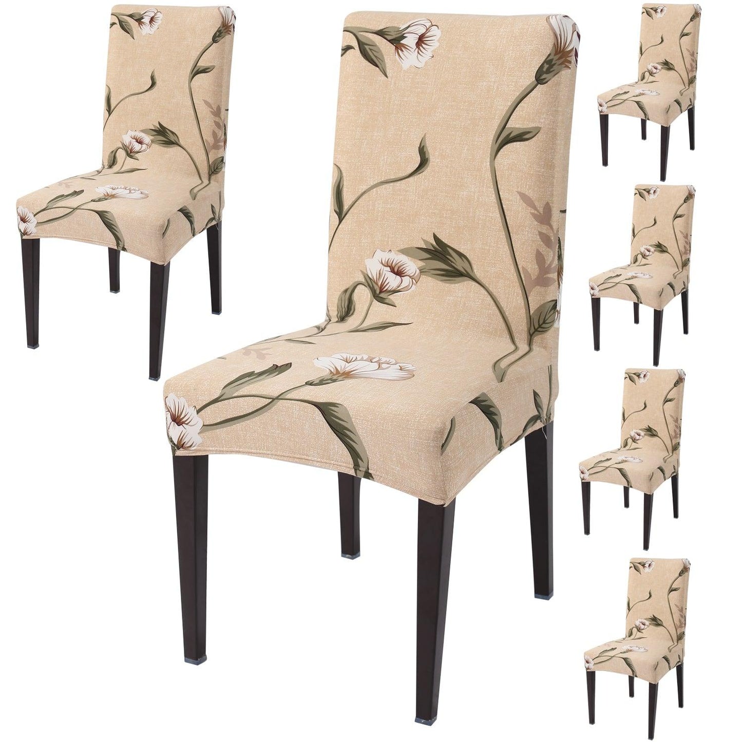 Light Brown Vines print dining chair covers set of 6 | Hokipo