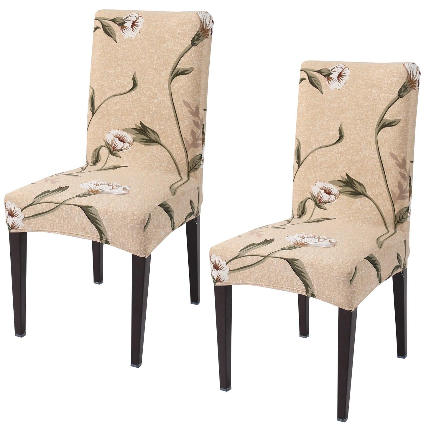 Light Brown Vines print elastic chair covers set of 2 | Hokipo