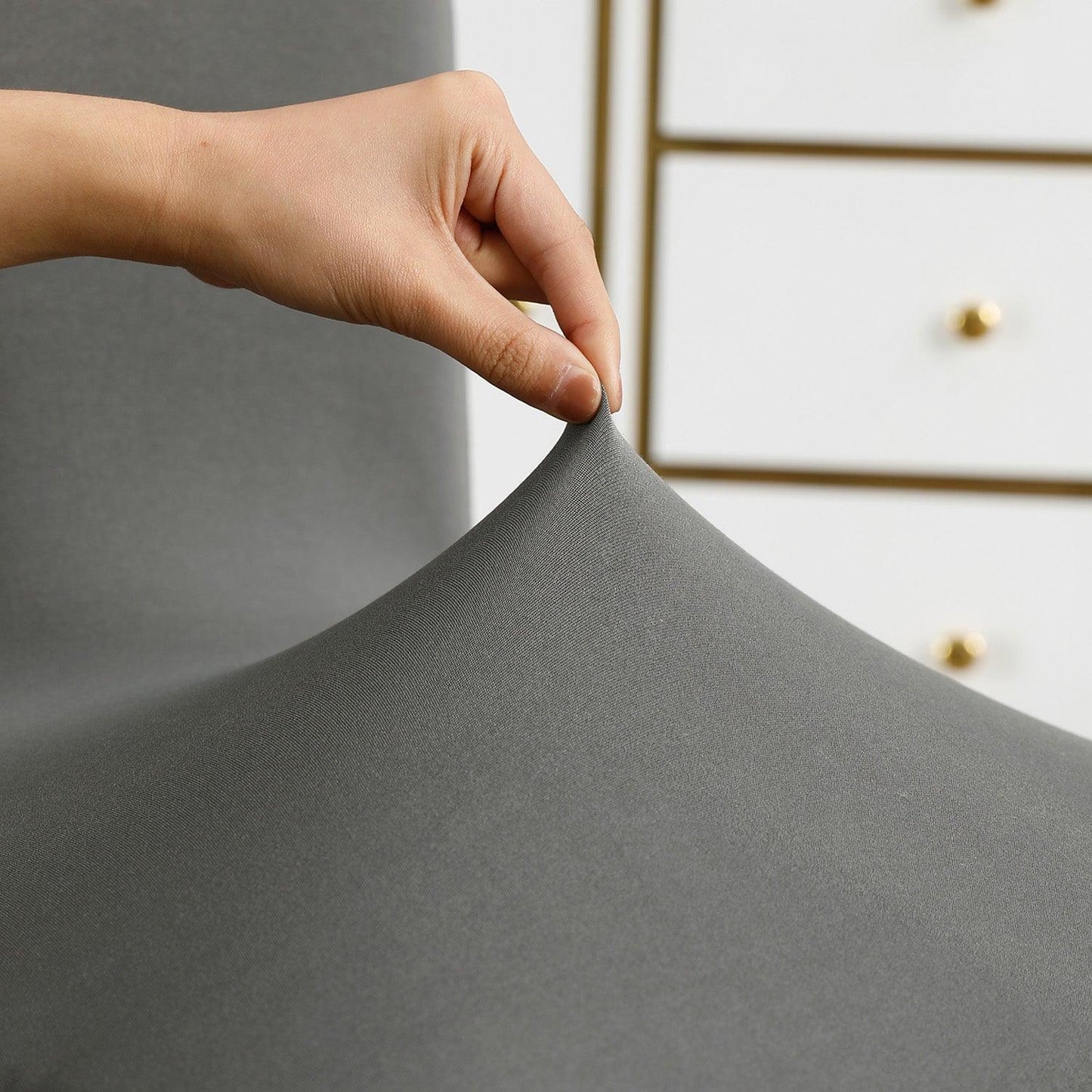 Light Grey Print stretchable dining chair covers