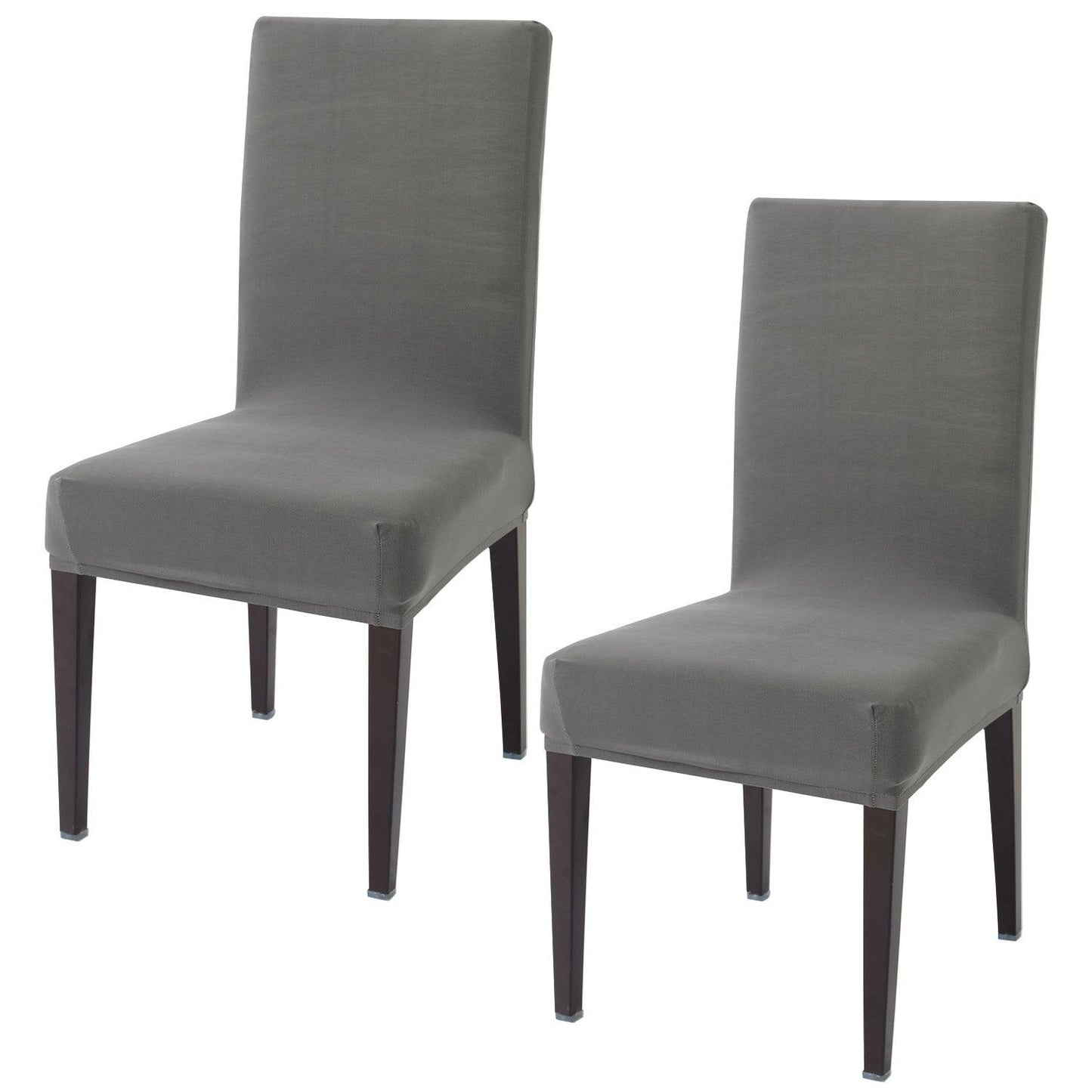 Light Grey Print elastic chair covers set of 2