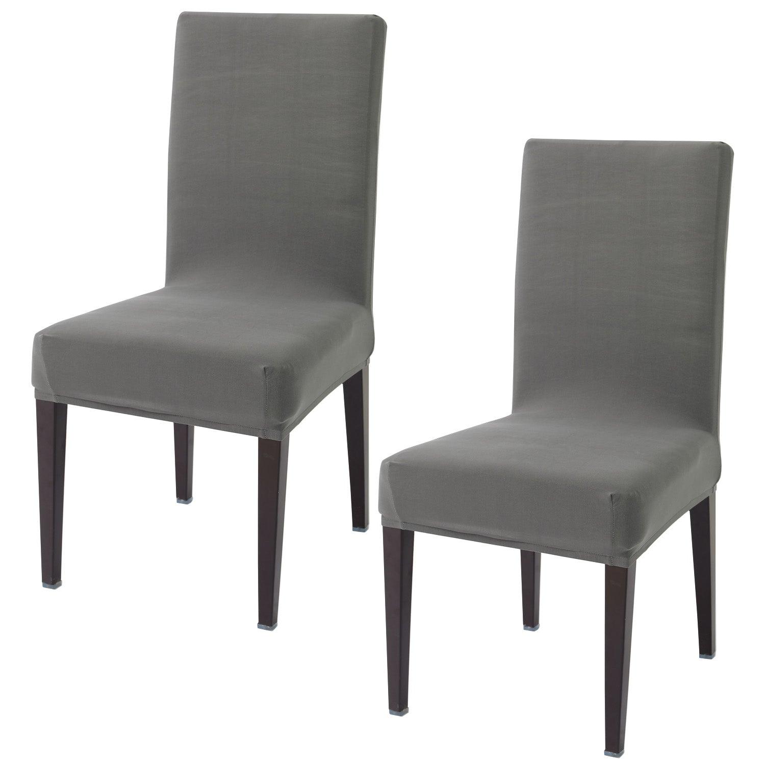 Light Grey Print elastic chair covers set of 2