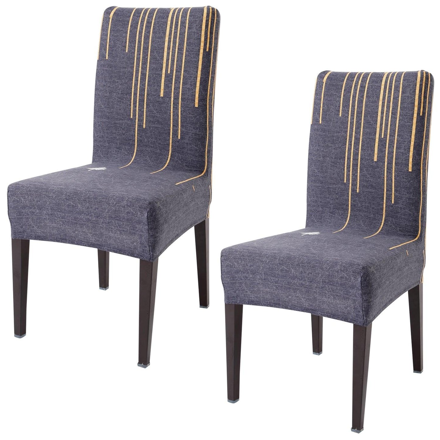 Midnight Blue lines Print elastic chair covers set of 2