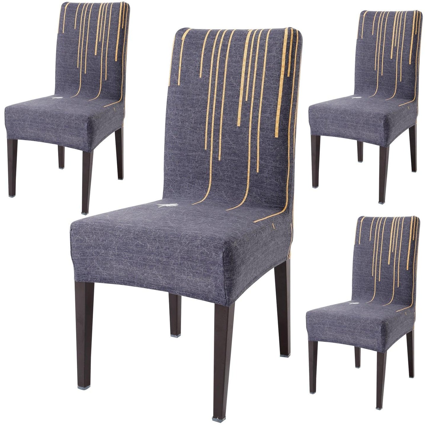 Midnight Blue lines Print dining chair covers set of 4