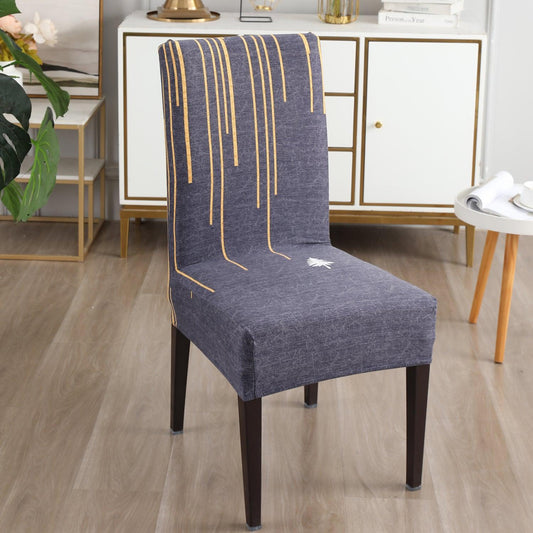 Midnight Blue lines Print chair covers Set