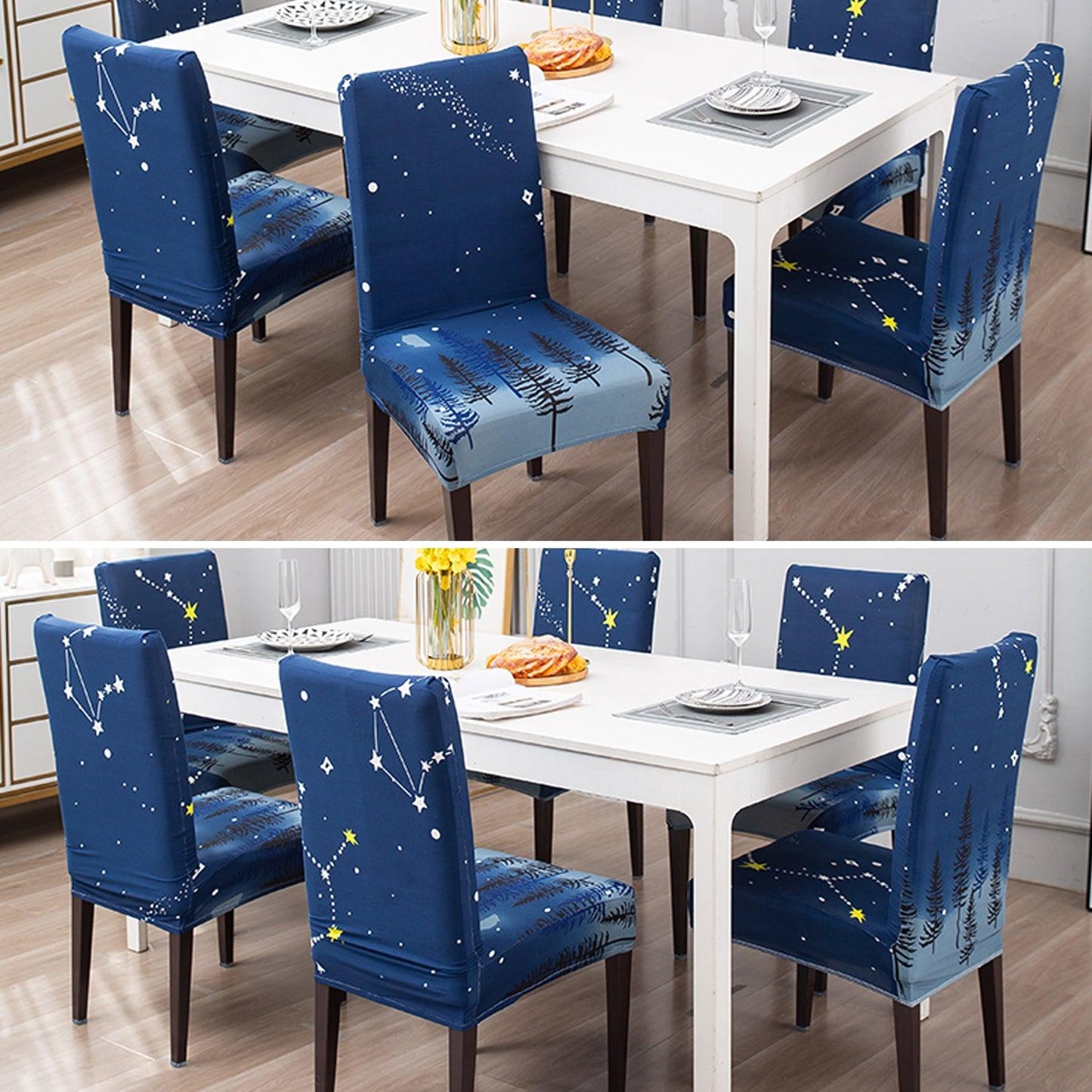 Midnight Blue Star chair covers for dining chairs