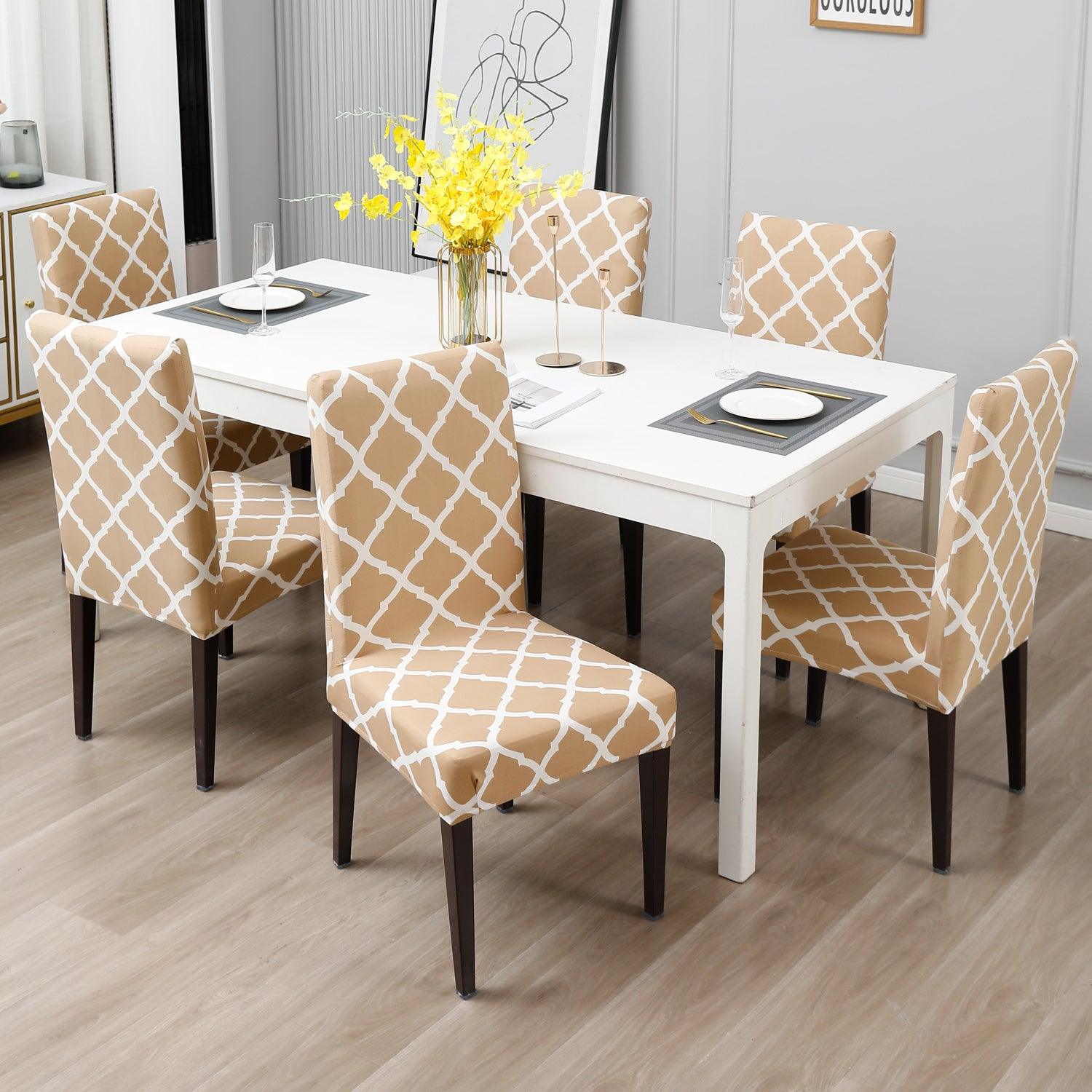 Moroccan Beige dining chair covers Set