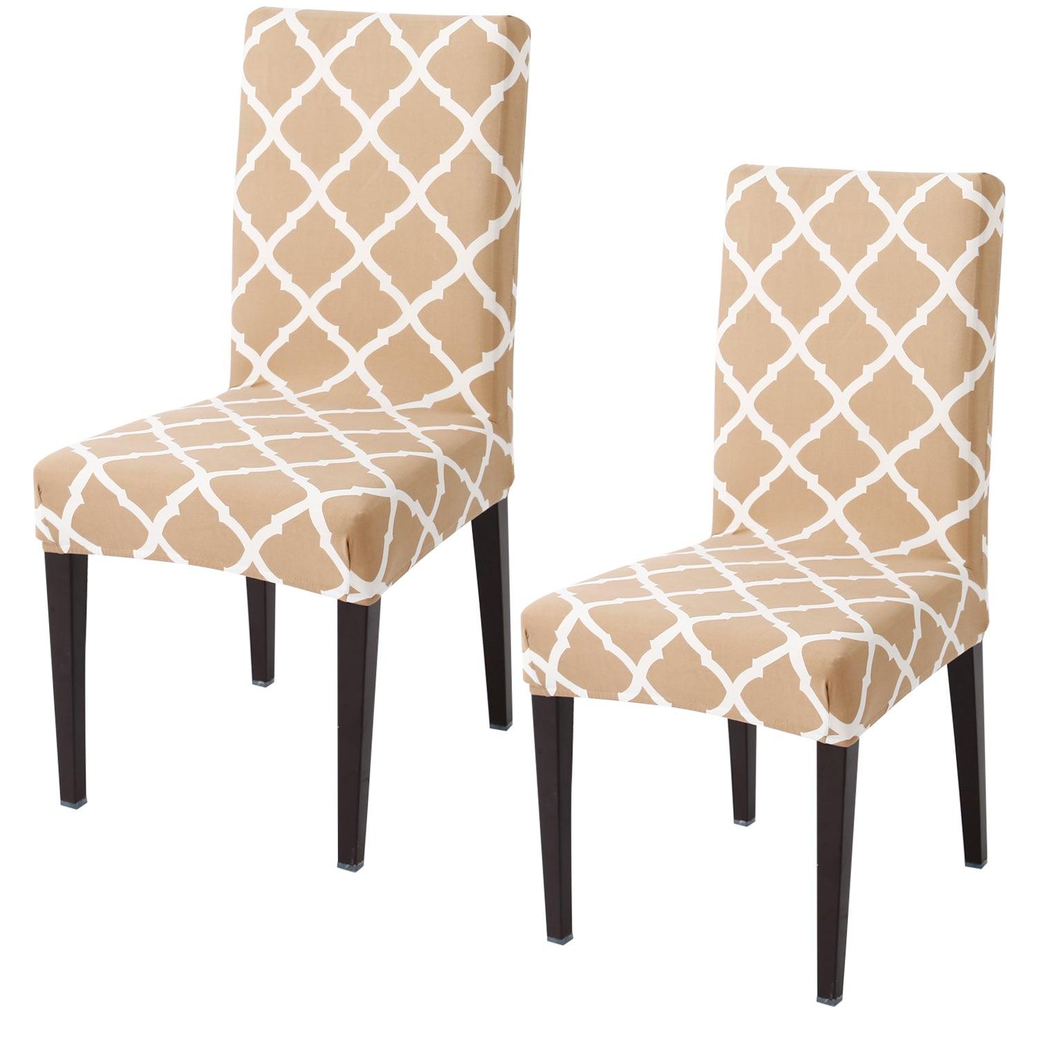 Moroccan Beige elastic chair covers set of 2