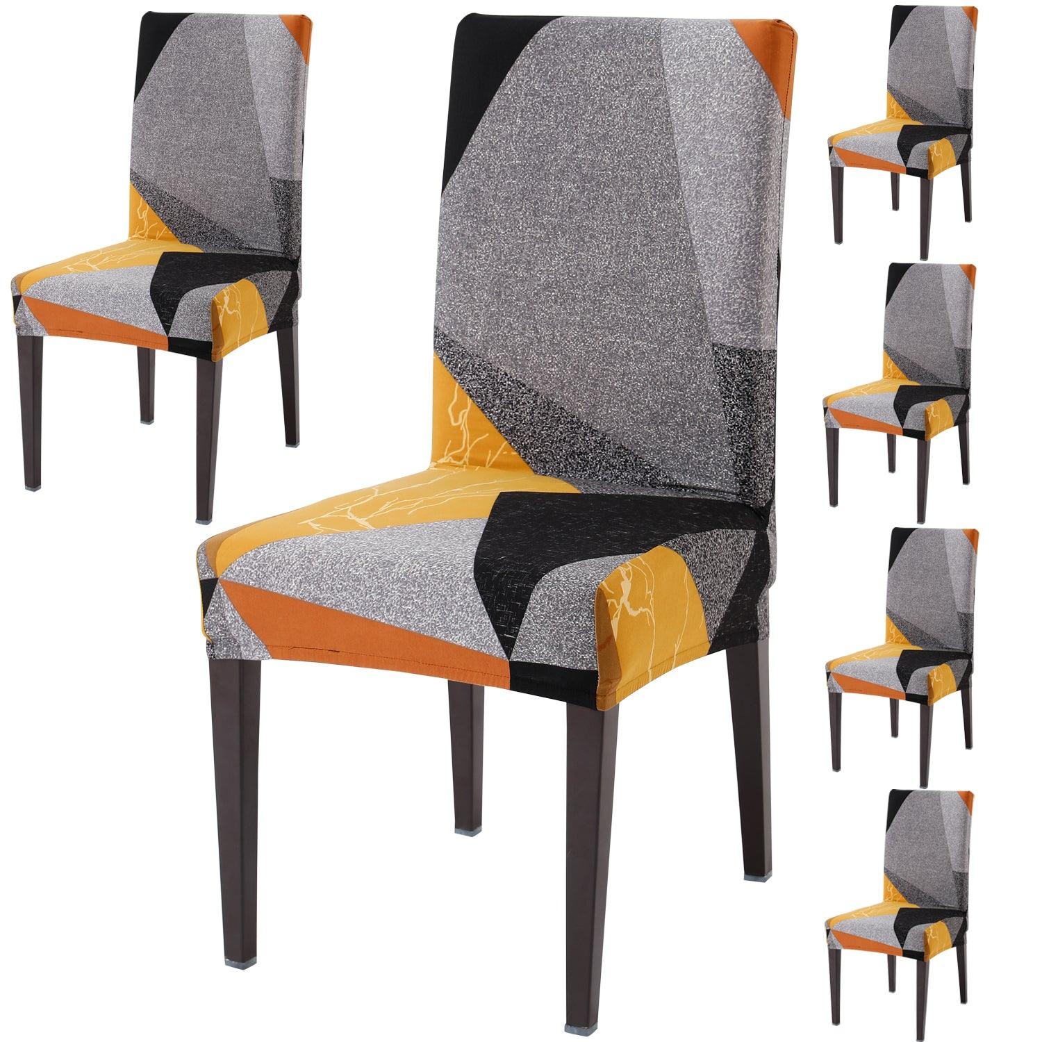 Multicolor Geometric Abstract Print dining chair covers set of 6