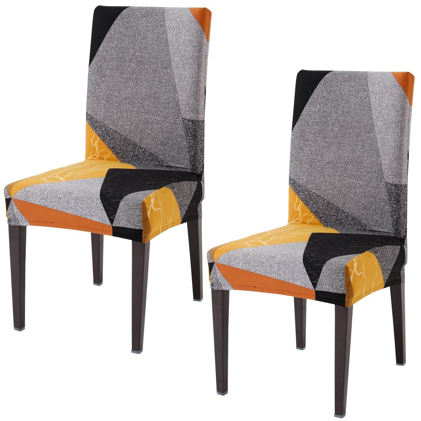 Multicolor Geometric Abstract Print elastic chair covers set of 2