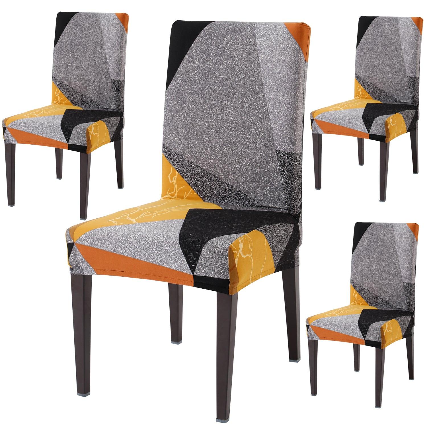 Multicolor Geometric Abstract Print dining chair covers set of 4