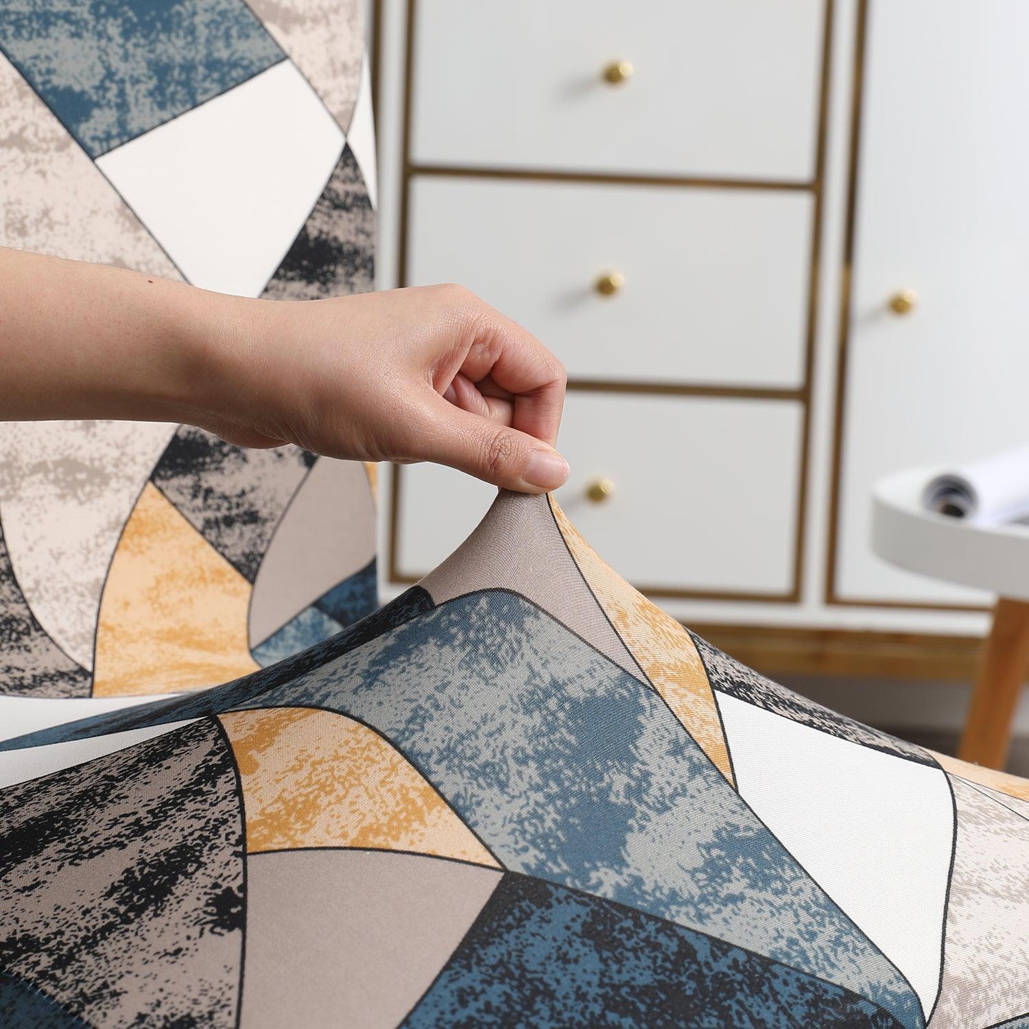 Multicolor Geometric print stretchable dining chair covers | Hokipo