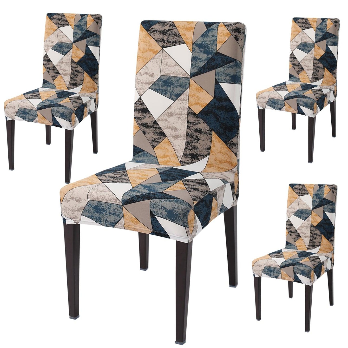 Multicolor Geometric print dining chair covers set of 4 | Hokipo