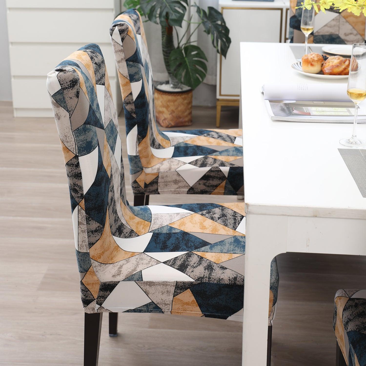 Multicolor Geometric print stylish chair cover | Hokipo